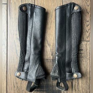 Kids’ Black Leather Half Chaps